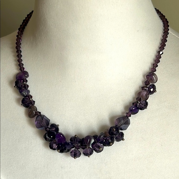 Handcrafted Amethyst Faceted and Polished Gemstone Crystal Beaded Necklace
